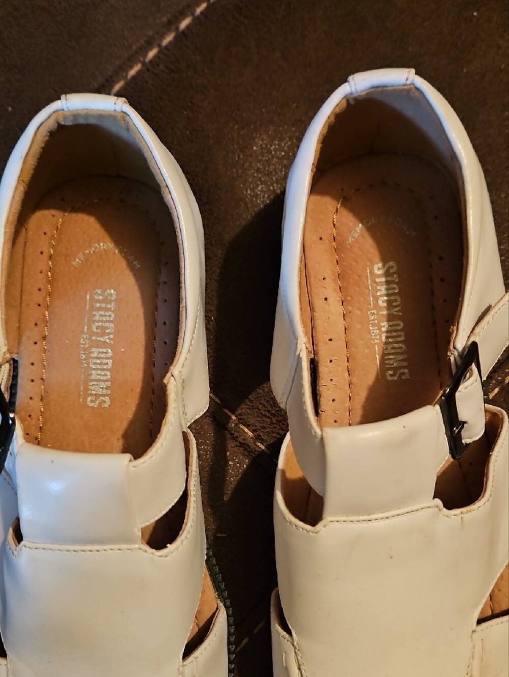 Stacy Adams White Leather Fisherman-Style Slip-Ons Sandal 10M - Picture 5 of 17